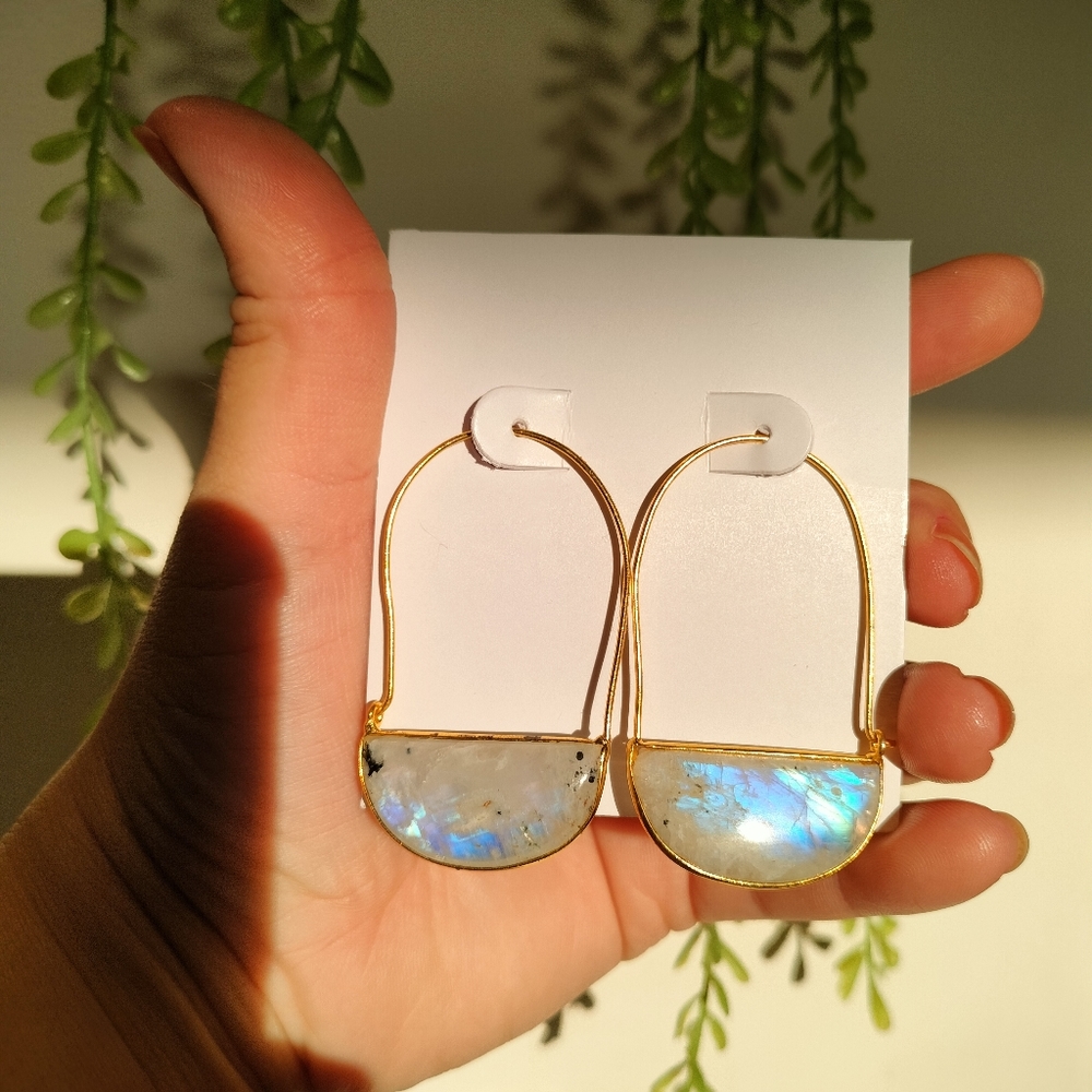 🌹The Quiet Luxury Collection🌹 Real Moonstone Gold Plated Earrings - Picture 14 of 17